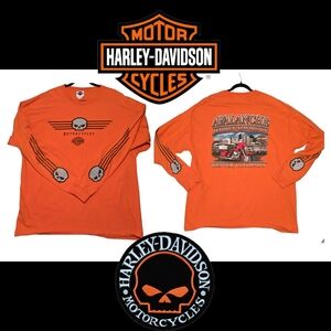Harley Davidson Official Men's Orange Avalanche Denver CO longsleeve T-shirt XXL